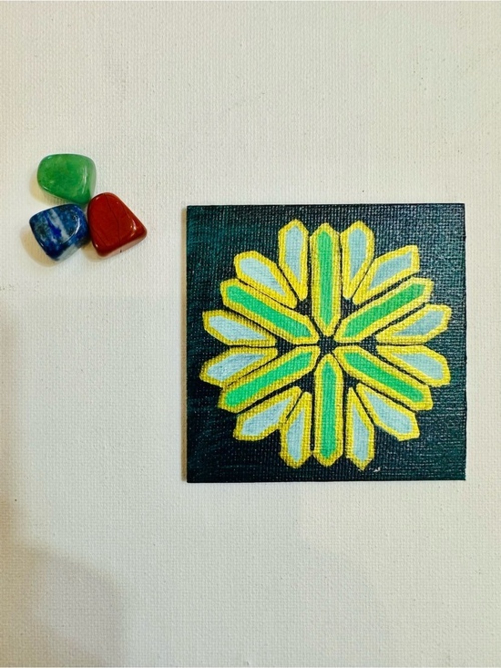 Midnight Bloom Geometric Mandala Mini Canvas Magnet
